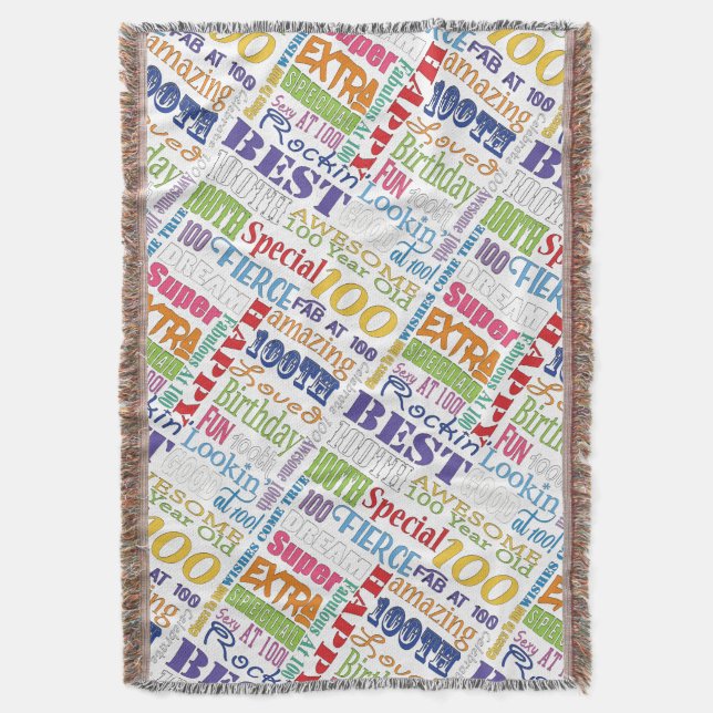 Unique And Special 100th Birthday Party Gifts Throw Blanket (Front Vertical)