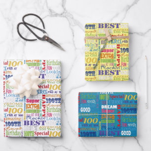 Unique And Special 100th Birthday Party Gifts Wrapping Paper Sheet