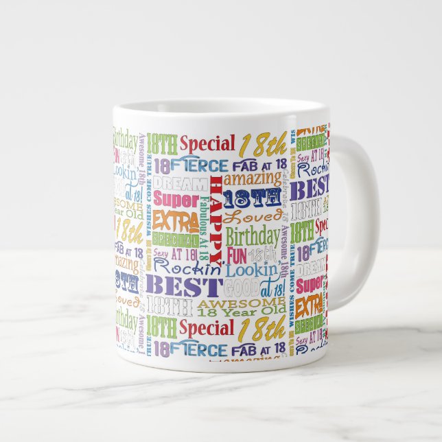 Unique And Special 18th Birthday Party Gifts Large Coffee Mug (Front Right)