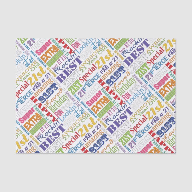 Unique And Special 21st Birthday Party Gifts Tissue Paper (Front)