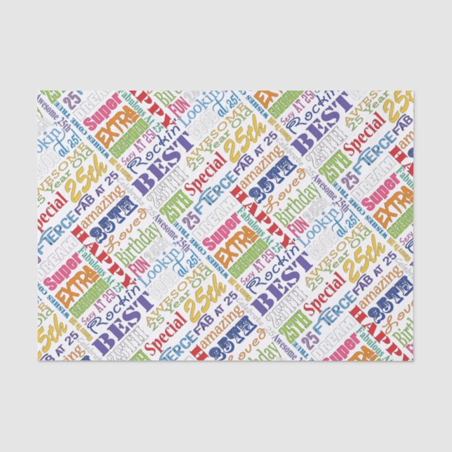 Unique And Special 25th Birthday Party Gifts Tissue Paper (Front)