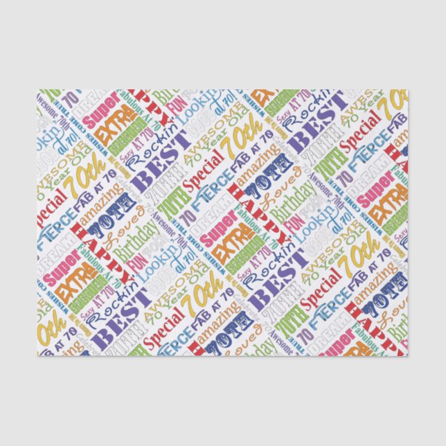 Unique And Special 70th Birthday Party Gifts Tissue Paper (Front)