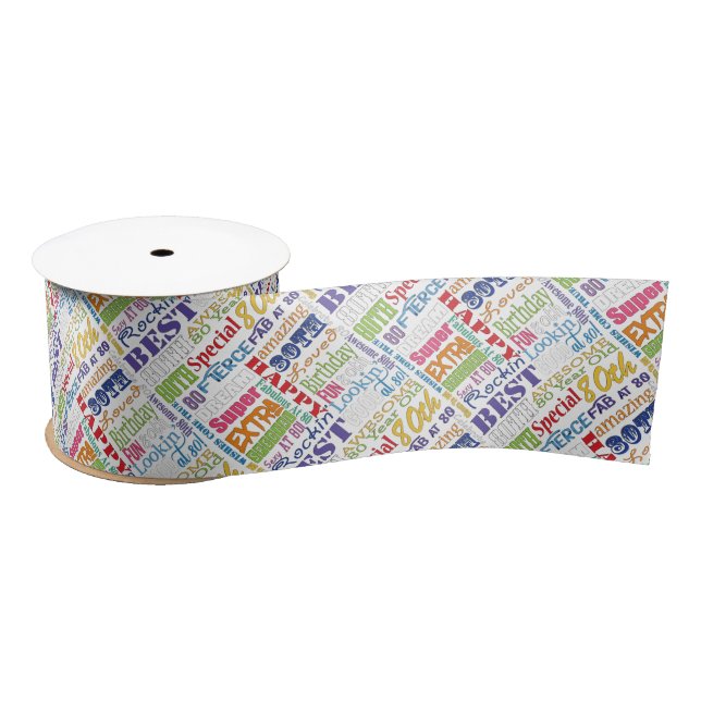 Unique And Special 80th Birthday Party Gifts Satin Ribbon (Spool)