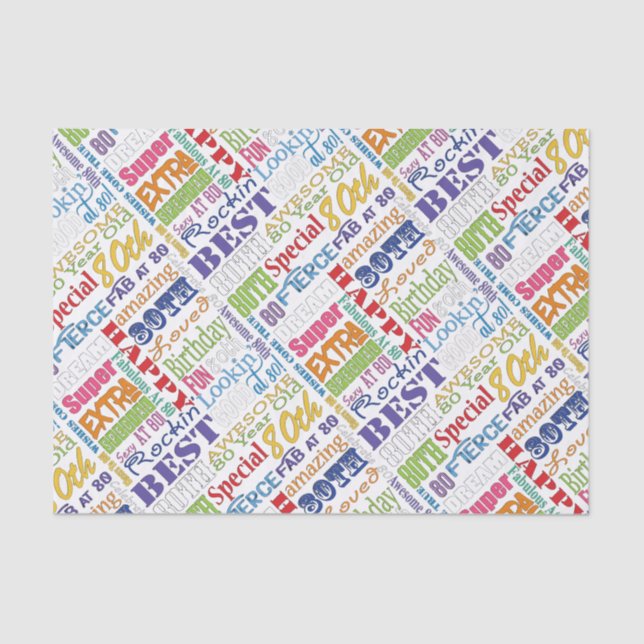 Unique And Special 80th Birthday Party Gifts Tissue Paper (Front)