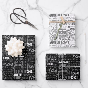 Unique And Special 80th Birthday Party Gifts Wrapping Paper Sheet