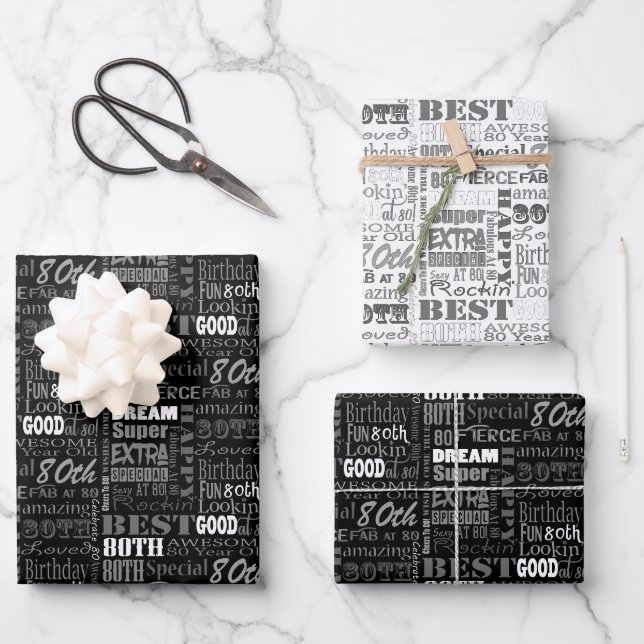 Unique And Special 80th Birthday Party Gifts Wrapping Paper Sheet (Front)
