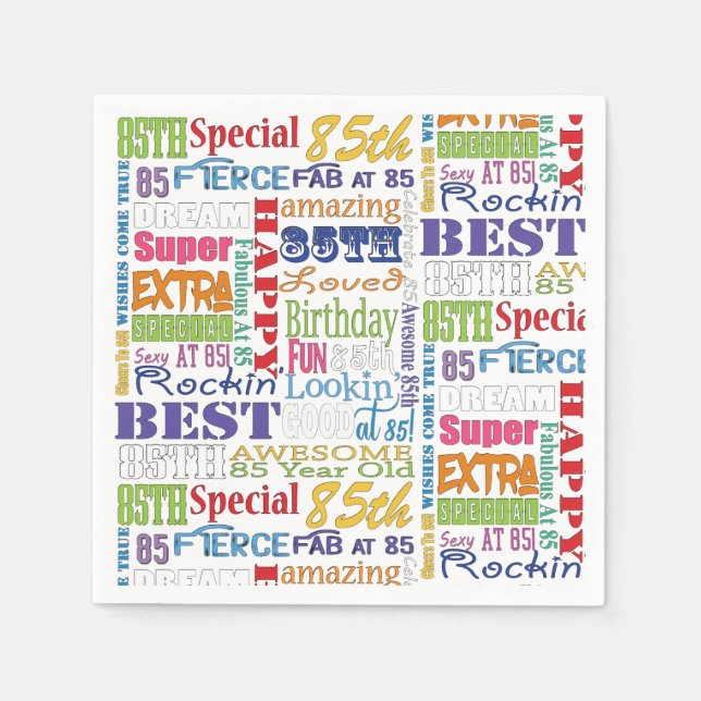 Unique And Special 85th Birthday Party Gifts Napkin (Front)