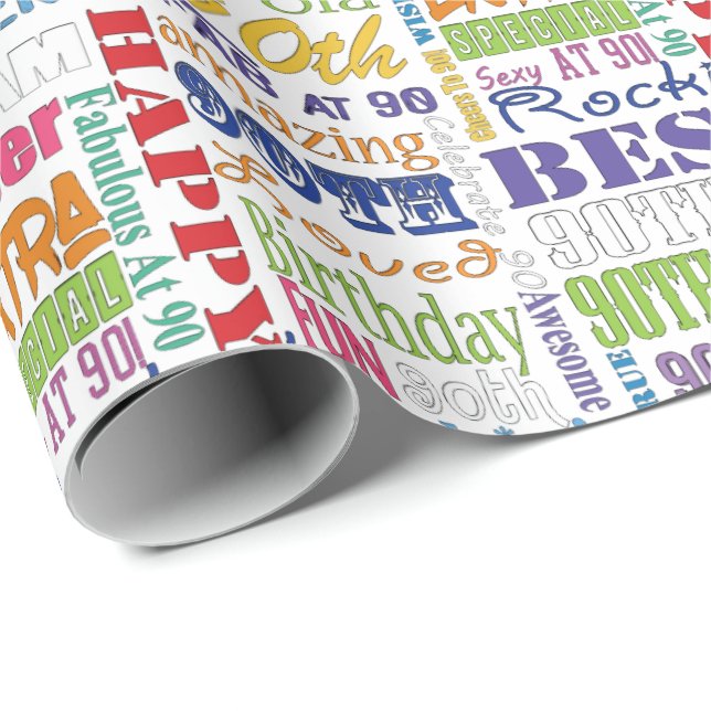 Unique And Special 90th Birthday Party Gifts Wrapping Paper (Roll Corner)