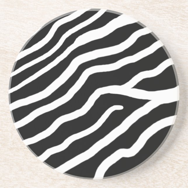 Unique Animal Sandstone Coaster - Zebra Print (Front)
