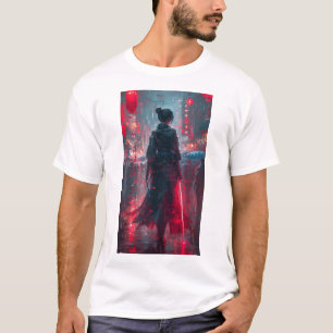 Unique Anime Style Androgynous Female Samurai Art T-Shirt