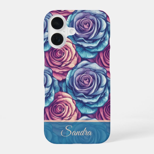 Unique Anniversary Keepsake Rose Flower Name iPhone 16 Case (Back)