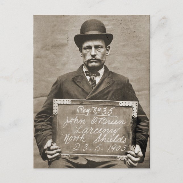 Unique Antique Thief Criminal Mug Shot Postcard (Front)