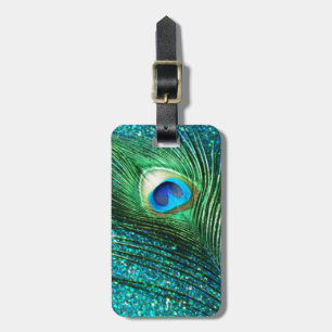 Unique Aqua Peacock Luggage Tag