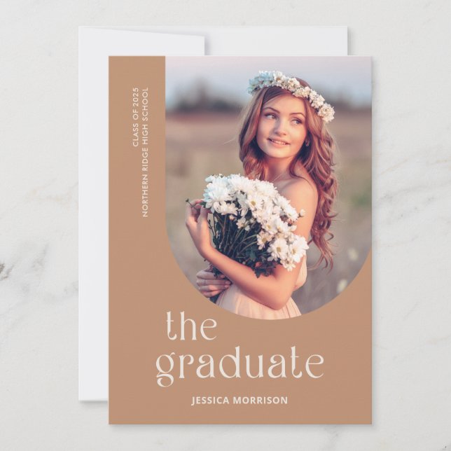 Unique Arch Modern Terracotta Graduation Party Invitation (Front)