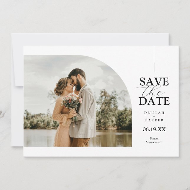 Unique Arched Photo Card Save the Date (Front)