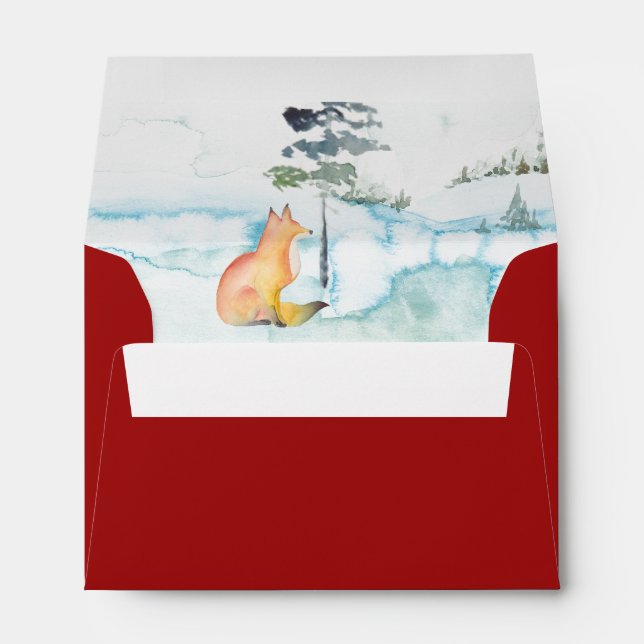 Unique Argent Enveloppe Rouge avec Fox (Dos (Bas))