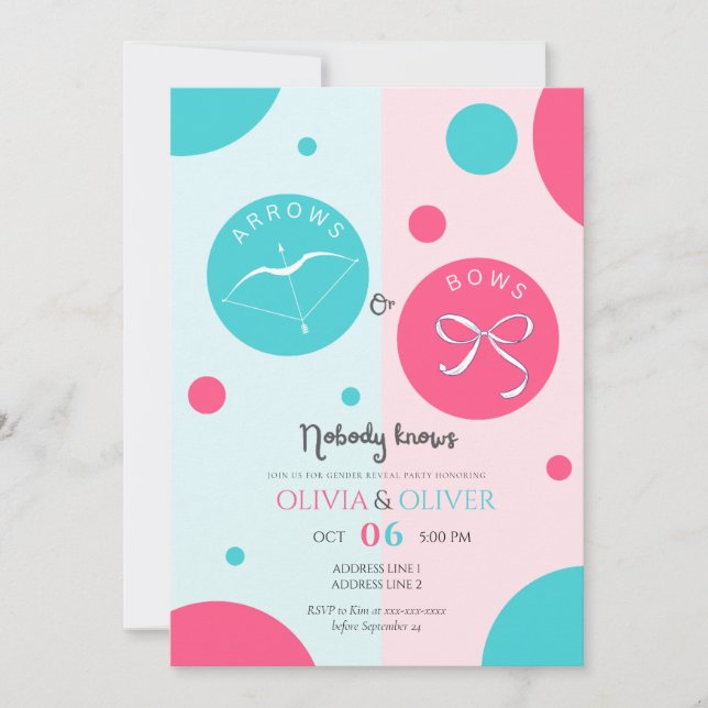 Unique arrows or bows gender reveal invitation (Front)