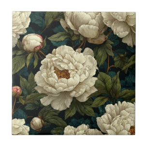 Unique Art Déco Peonies Carreaux En Céramique Pour