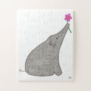 Unique Art Puzzle - Elephant with Flower #1