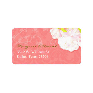 Unique, Artistic Peony Theme Wedding Address Label