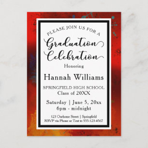 Unique, Artsy Border Graduation Party Invitation Postcard