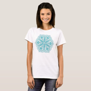 Unique, Artsy, Teal Blue Mandala T-shirt