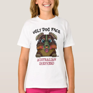 Unique Australian Shepherd ugly dog face  T-Shirt