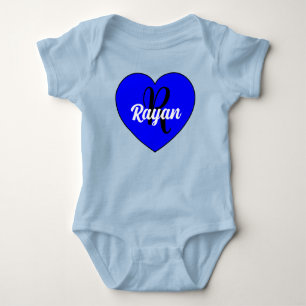 Unique Baby Boy Heart with Name - Monogram Newborn Bodysuit