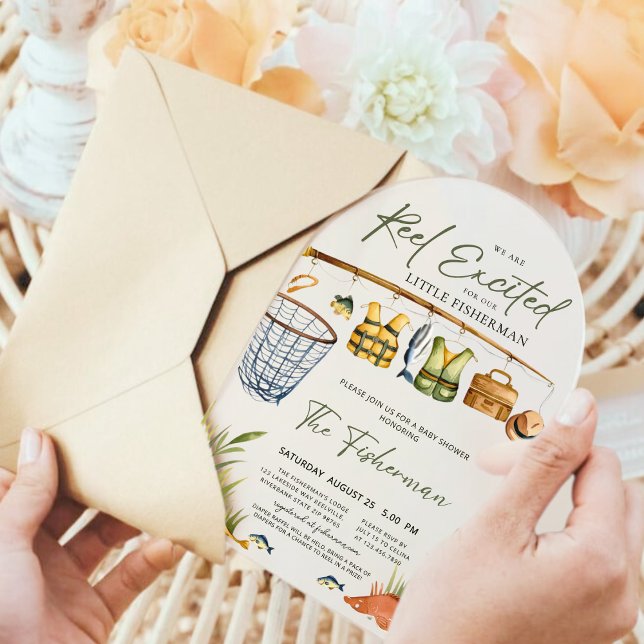 Unique Baby Shower Acrylic Invite Fishing Theme Acrylic Invitations (Creator Uploaded)