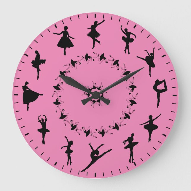 Unique Ballerina Silhouettes Themed Large Clock (Front)