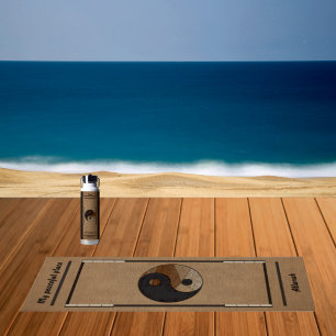 Unique Bamboo Yin-Yang Symbol Khaki Yoga Mat