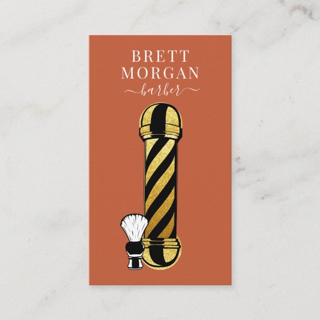 Unique Barber Pole Barber Business  Business Card (Front)