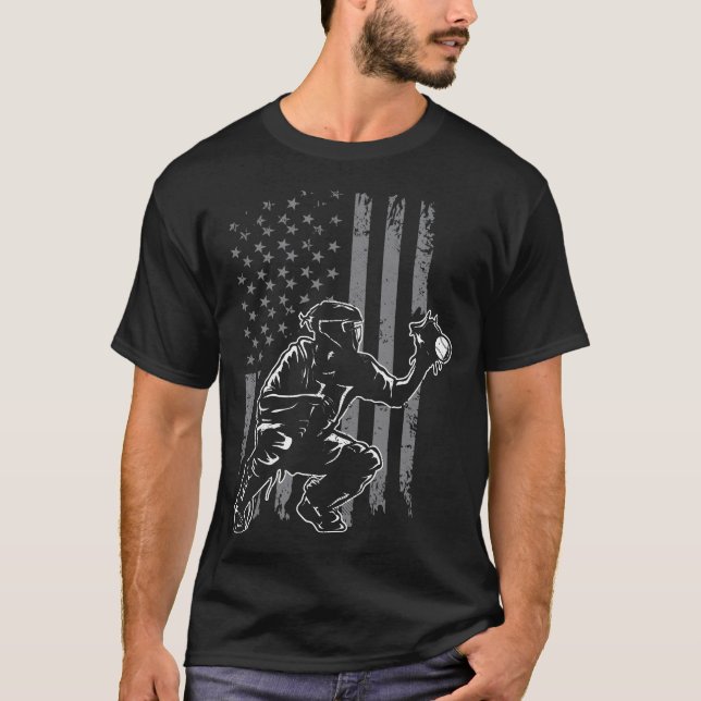Unique Baseball Catcher Gift  Baseball Fan  Softba T-Shirt (Front)