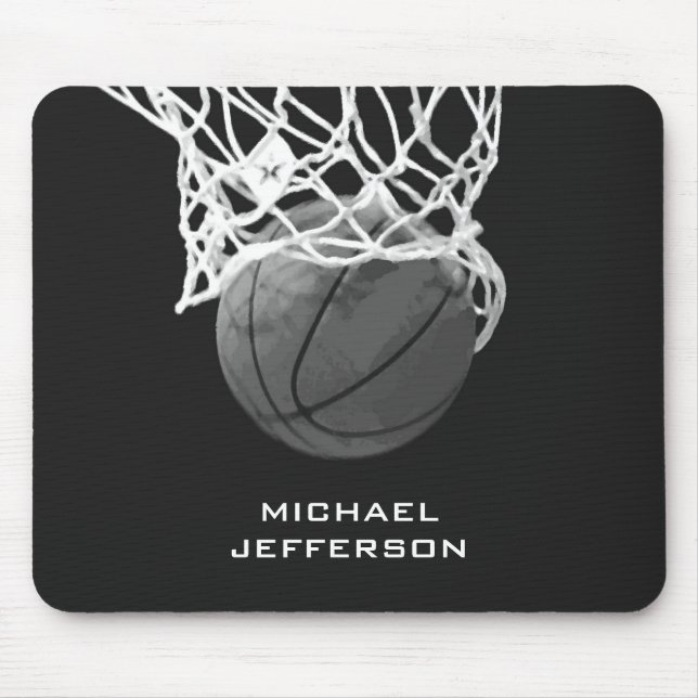 Unique Basketball Artwork Your Name Custom Mouse Pad (Front)