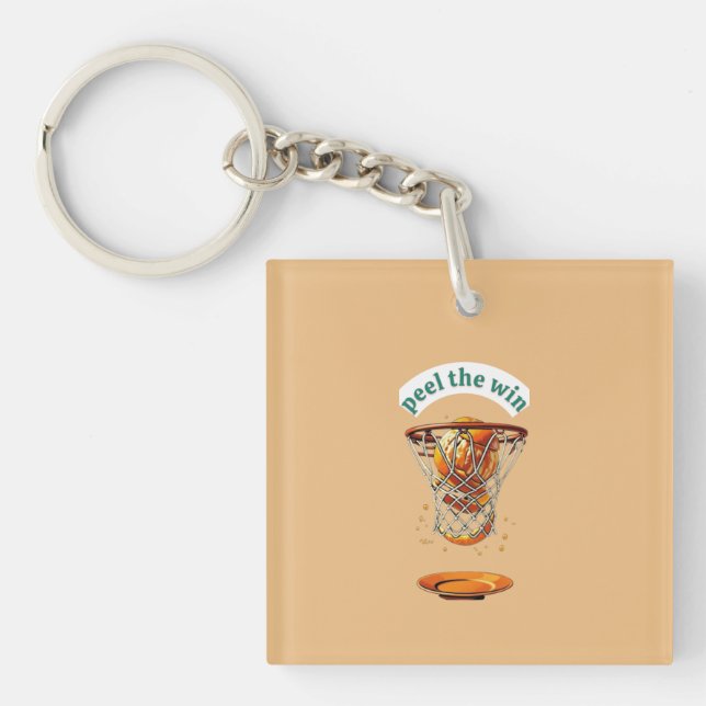 Unique basketball lover gifts peel the win keychain (Front)
