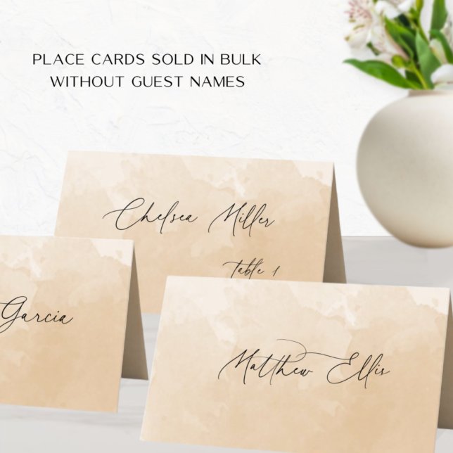 Unique Beige Cream Watercolor Background Place Card (Creator Uploaded)