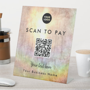 Unique Beige Neutral QR Code Venmo Logo Scannable Pedestal Sign