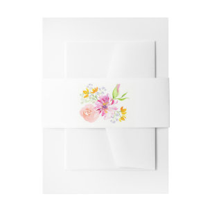 Unique Belly Band Design Watercolor Floral Invitation Belly Band