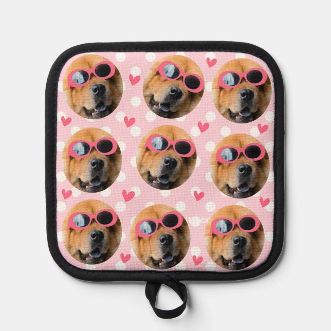 Unique Best Dog Mom Ever pets Custom faces Pattern Pot Holder (Front)
