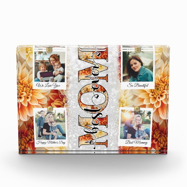 Unique Best Mom Ever Custom Floral Photo Collage (Front)