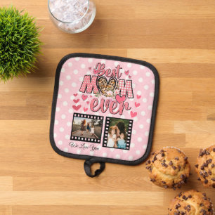 Unique Best Mom Ever Custom Photo Collage Pot Holder