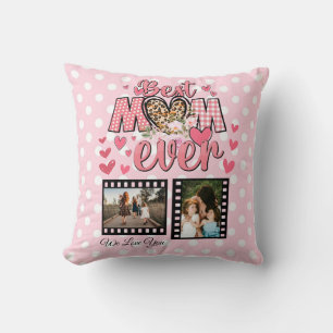 Unique Best Mom Ever Custom Photo Collage Throw Pillow