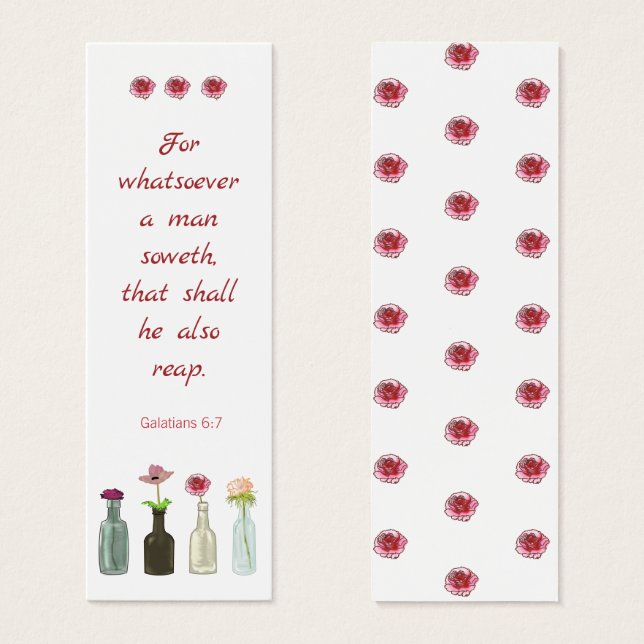 Unique Bible Quotation Watercolor Flower Bookmark (Front & Back)