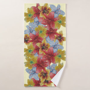 unique big and bold colourful flowers floral bath towel