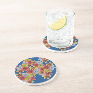 unique big and bold colourful flowers floral coaster