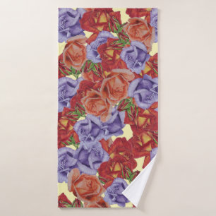unique big and bold colourful rose flowers floral bath towel