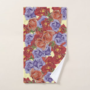 unique big and bold colourful rose flowers floral hand towel