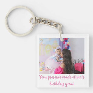 Unique birthday baby photo guest thank note  keychain