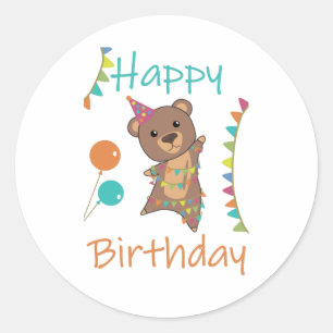 Unique Birthday Wishes Happy Birthday To You Bear Classic Round Sticker