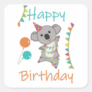 Unique Birthday Wishes Happy Birthday To You Koala Square Sticker